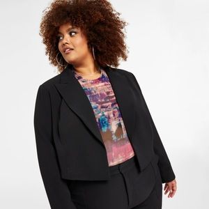 Nina Parker plus-size black cropped blazer